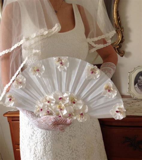 Wedding Fan Bouquet Bridal Fan Bouquet White Bridal Bouquet Silk