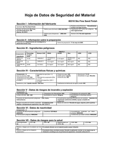 Hoja De Datos De Seguridad Del Material Msds Hot Sex Picture