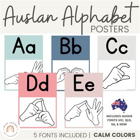 Auslan Alphabet Posters CALM COLOURS Modern Rainbow - Etsy