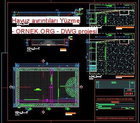 Proje Sitesi Havuz Ayr Nt Lar Y Zme Autocad Projesi