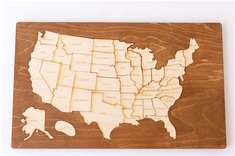 United States Wooden Map Puzzle - Etsy