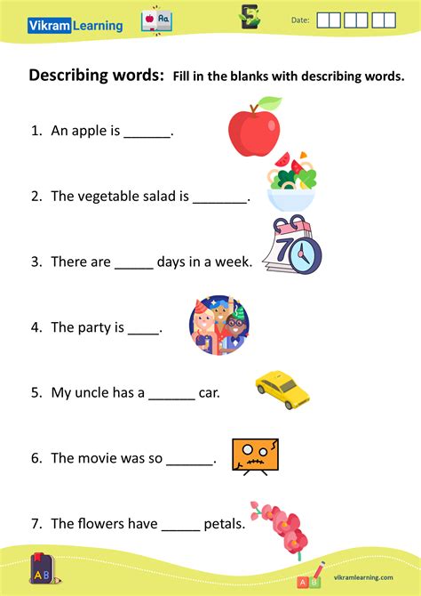 Download Describing Words Adjectives Worksheets