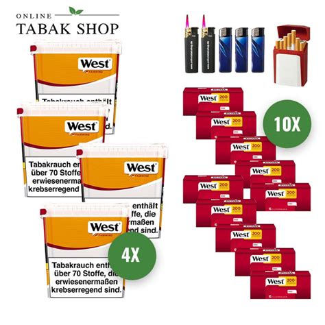 West Yellow Volumen Tabak 4 x 245g 2 000 West Red Hülsen Sparpaket