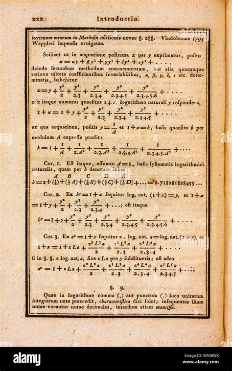 Yellowed Page Of A 200 Years Old Mathematics Book With Complex Mathematical Calculations