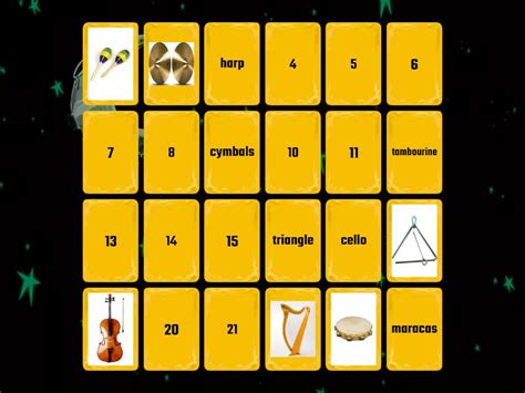 Musical Instrument Memory Game Matching Pairs