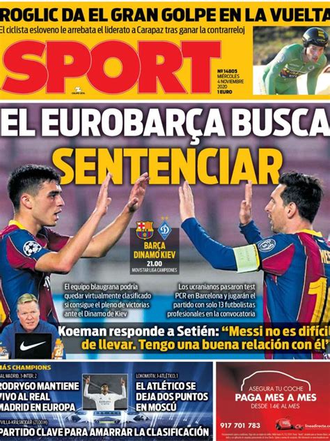 La Portada Del Diario SPORT 04 11 2020