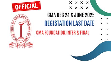 CMA Exam December 2024 June 2025 Registration Last Date Released By