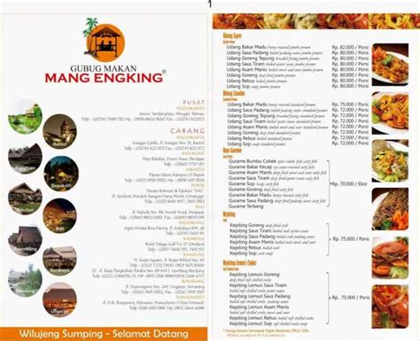 √ Gubug Makan Mang Engking, Menu Andalan yang Harus Kamu Coba - Harga Menu