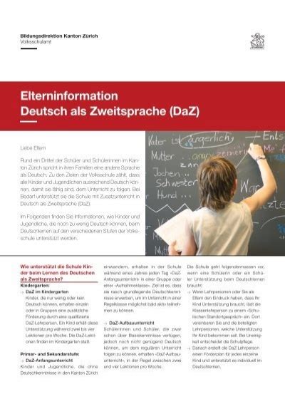 Elterninformation Deutsch Als Zweitsprache DaZ Volksschulamt