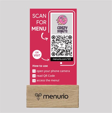 Set of 16 QR-Code wooden menu stand with forex double side card ...