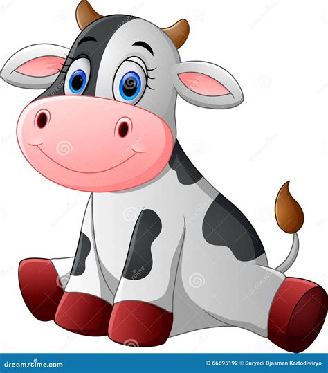 Cute Baby Cow Cartoon Sitting Stock Vector Illustration Of Domestic