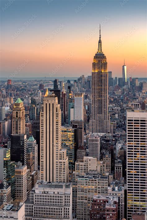 New York City Skyline At Sunset
