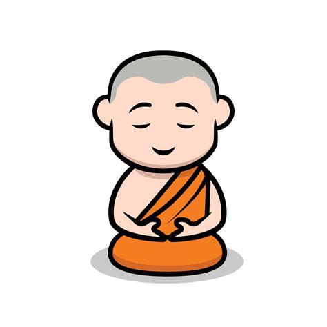 Cute Buddhist Monk Vector Art At Vecteezy