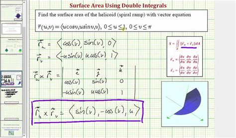 Double Integrals Surface Area Of A Vector Valued Function Over A