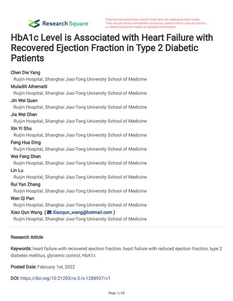 Pdf Hba C Level Is Associated With Heart Failure With Recovered