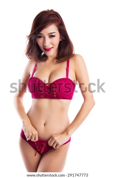 Sexy Asian Woman Red Lingerie Isolated Stock Photo 291747773 Shutterstock