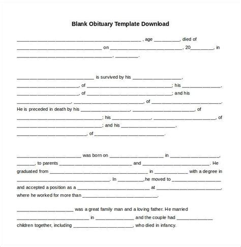 Free Obituary Template For Microsoft Word - Printable Templates Free