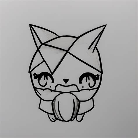 Adorable Sketch Of Origami Kawaii Chibi · Creative Fabrica