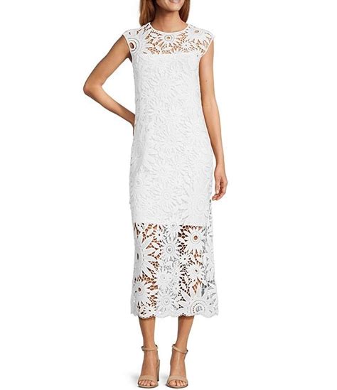 Ted Baker London Corha Crochet Round Neck Cap Sleeve Midi Sheath Dress Dillards