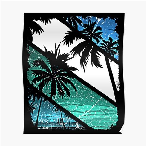 Beach With Palm Trees Poster By Mila Redbubble