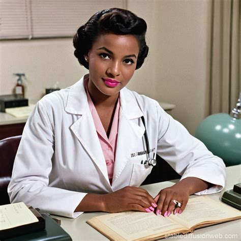 1950s Black Female Doctor At Desk Stable Diffusion Online