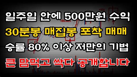 일주일 안에 500만원 수익 누구나 할 수 있습니다 30분봉 세력매집 포착 매매 승률 80 이상 저만 쓰고 있는 유일한