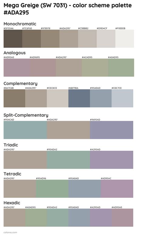 Sherwin Williams Mega Greige SW 7031 Paint Coordinating Colors And