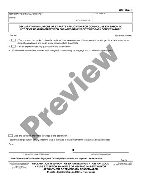 California Declaration In Support Of Ex Parte Application For Good