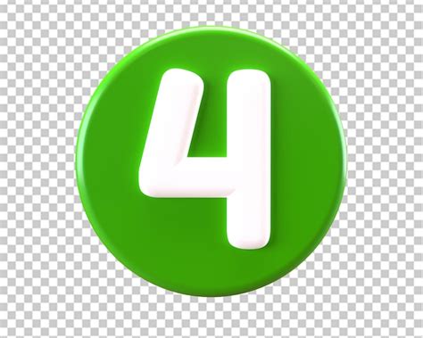 Cuatro Número 4 Icono 3d En Círculo Verde Archivo Psd Premium