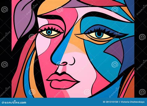 Abstract Woman Fashion Face Art Graphic Modern Cubist Cubism Poster