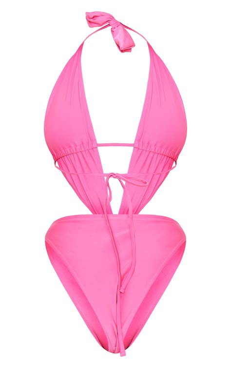 Pink Plunge O Ring Cut Out Swimsuit Swimwear Prettylittlething Usa