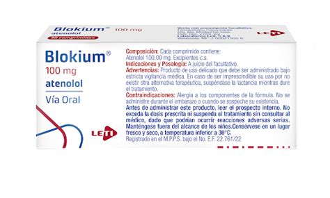 Blokium 100mg 30comprimidos Atenolol Leti Leti 100 Mg X 30 Comprimidos