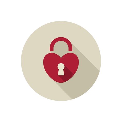 Premium Vector Heart Shaped Lock Flat Style Vector Icon