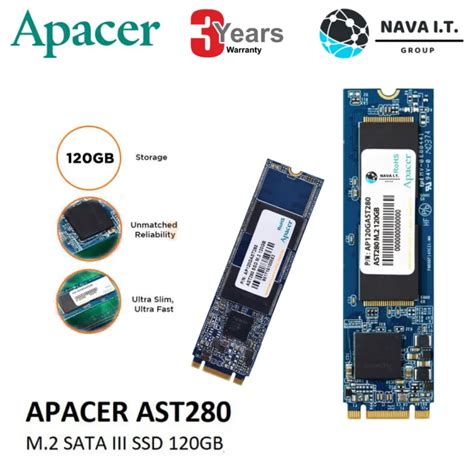 Apacer SSD เอสเอสด 120GB AST280 1 M 2 2280 SATA III รบประกน 3 ป