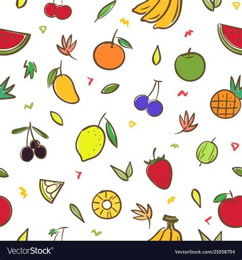 Mix Cute Fruits Seamless Pattern Background Vector Image