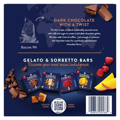 Talenti Dark Chocolate Mini Gelato Bars Shop Bars And Pops At H E B