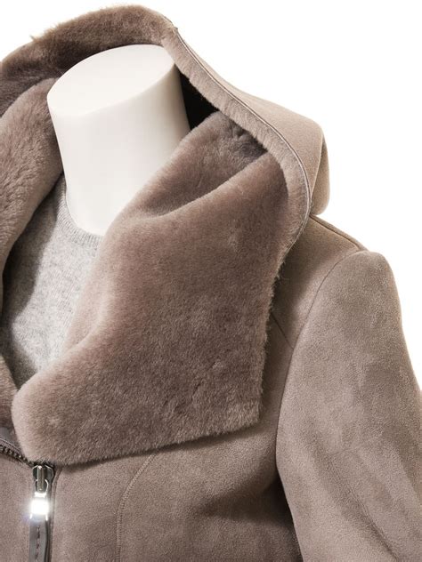 Women S Taupe Shearling Coat Fabius WOMEN Caine