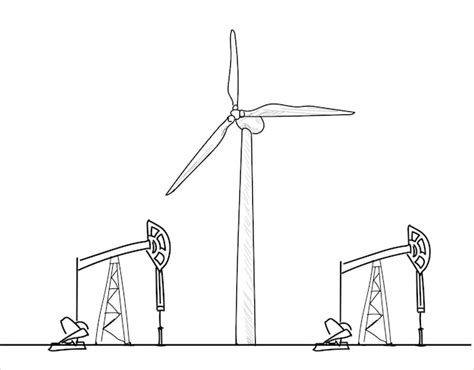 Ilustración De Vector De Turbina De Viento Molino Ilustración De Paisaje De Turbina Eólica