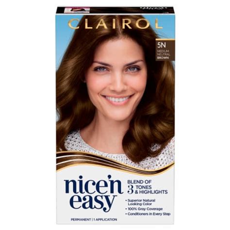 Clairol Nicen Easy 5n Medium Neutral Brown Permanent Hair Color 1 Ct Kroger