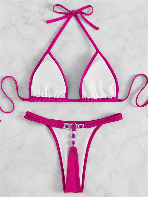 COD Rhinestone Extreme Mini Micro Bikini Women Swimwear Female