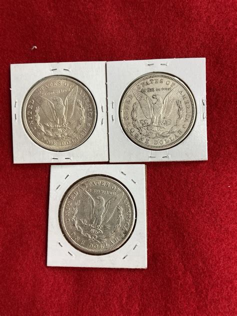 1921 P D S Morgan Silver Dollars all 3 coins in circulated condition 90