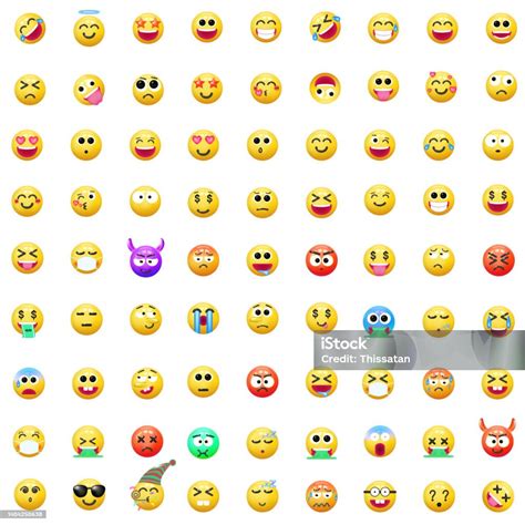 Set Of Emoticon Smile Icons Cartoon Emotion Set Vector Emoticon Set