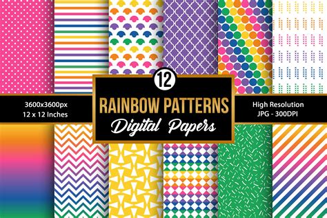 Rainbow Colors Background Digital Papers By Creativestore Thehungryjpeg