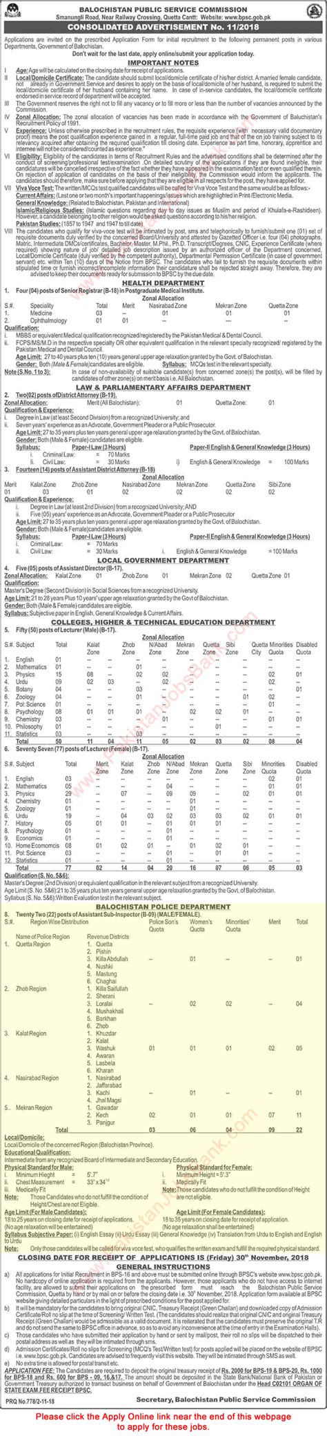 ASI Jobs in Balochistan Police November 2018 Assistant Sub Inspectors ...