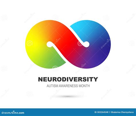 Neurodiversity Symbol Icon Vector Rainbow Gradient Infinity Sign Text Neurodiversity Clip