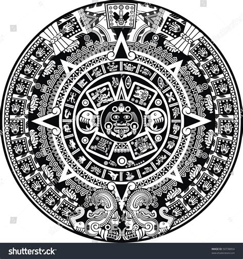 Aztec Calendar Stock Vector Illustration 50738854 Shutterstock