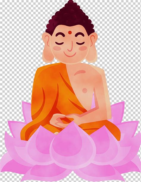 Gurú sentado meditación rosa Bodhi Lotus Acuarela Pintura Tinta