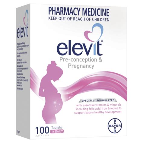Elevit Pre-conception and Pregnancy Multivitamin Tablets 100 Pack (100 ...