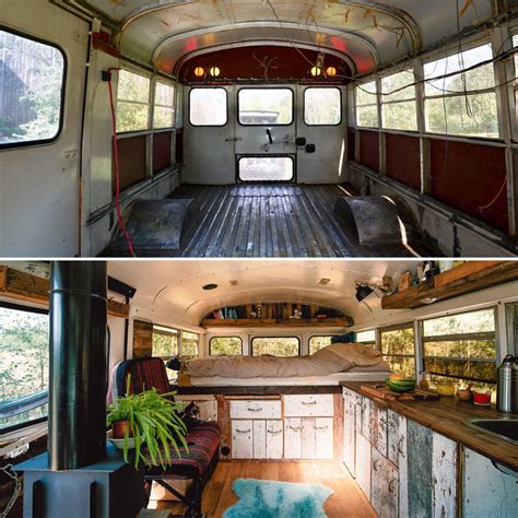 Old Short School Bus Turned Into A Tiny House