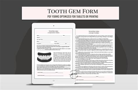 Tooth Gem Consent Form Tooth Gem Waiver Tooth Gem Intake Form Tooth